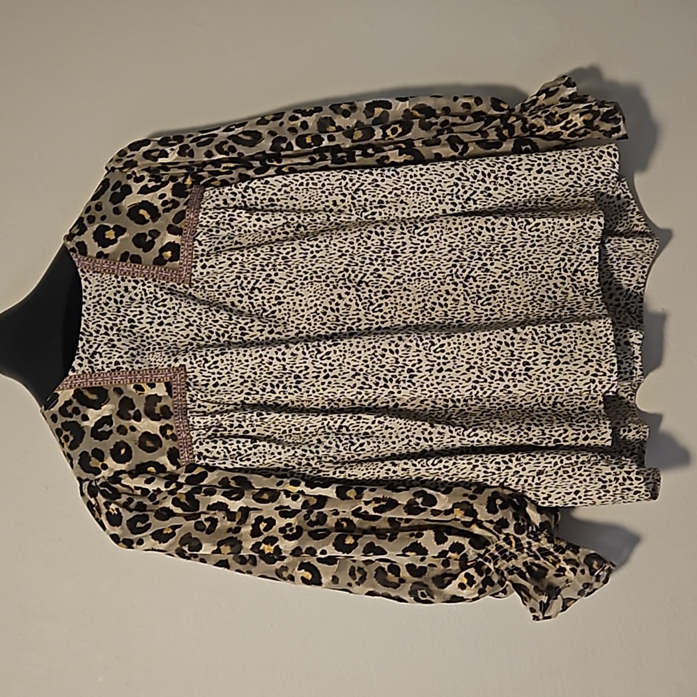Entro Leopard Print Blouse - Black and Cream